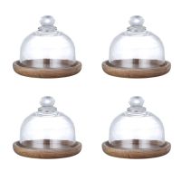 Multifunctional Mini Dessert Serving Stand Cake Dish with Dome Lid Platter Cake Plate for Home Hotels(4Pcs)