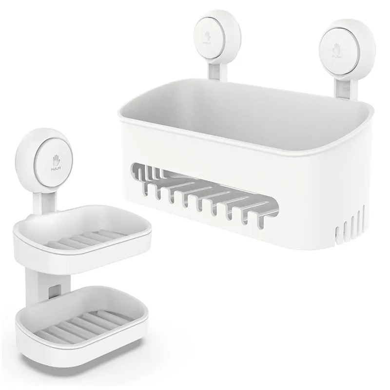 Suction Shower Basket Shelf Caddy Soap Holder Bath Organizer For