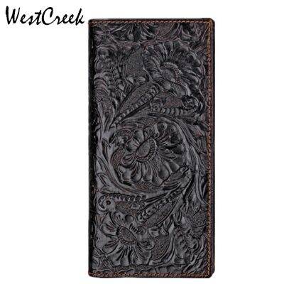 （Layor wallet）WESTCREEK การออกแบบที่ไม่เหมือนใครอุดมไปด้วยดอกไม้พิมพ์ลายกระเป๋าใส่เงินของผู้ชายหนังแท้วินเทจขายส่งโดย GMW005