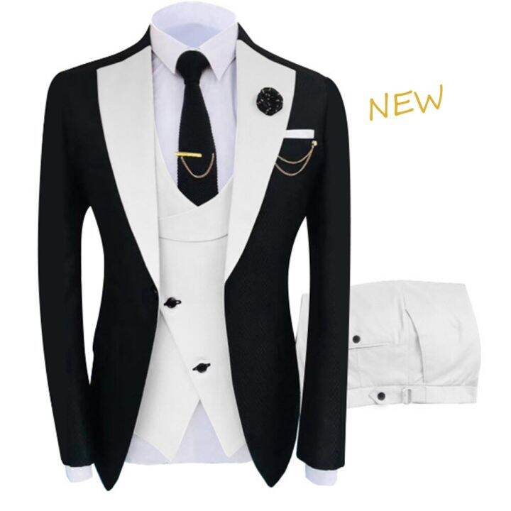 2023-มาใหม่-terno-masculino-slim-fit-blazers-ball-and-groom-suits-for-men-boutique-fashion-wedding-แจ็คเก็ต-เสื้อกั๊ก-กางเกง