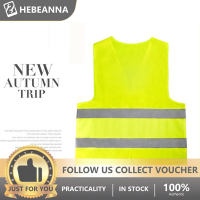 hebeanna Family Neon Security SAFETY Vestการมองเห็นสูงแถบสะท้อนแสงสีส้มและสีเหลือง