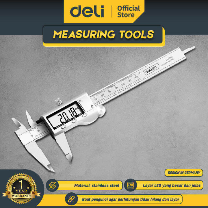 Deli Vernier Caliper/Jangka Sorong Digital 6 inch 150 mm Stainless