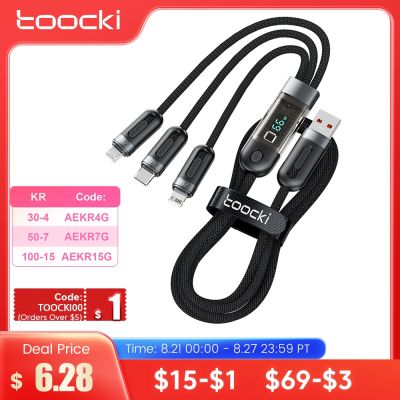 Chaunceybi Toocki 3 1 Transparent Display Cable 66W Fast USB Type C iPhone S23 All In Data Cord