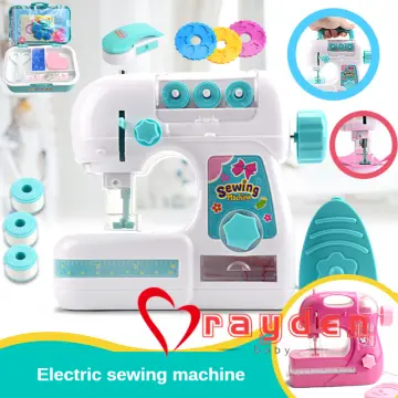 Kid Mini Sewing Machine Toy Electric Simulation DIY Mini Furniture Toy  Design Cloth Knitting Machine Toddler Girl Play House Toy