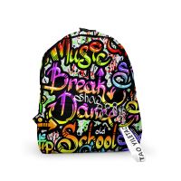Cartoon Graffiti School Bags Boys/Girls Cute Small Bags 3D Printed Oxford Waterproof Key Chain Notebook Backpacks