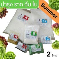 ปุ๋ย ABC Hydroponics Summer สำหรับผักไฮโดรโปนิกส์ ชุดทนร้อน ชนิดแห้ง ชุด 2 ลิตร ( A 2L ,B 2L และ C 2L) สูตรทานใบ