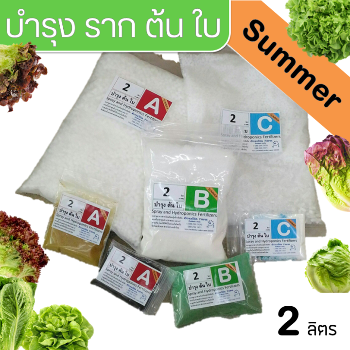 ปุ๋ย-abc-hydroponics-summer-สำหรับผักไฮโดรโปนิกส์-ชุดทนร้อน-ชนิดแห้ง-ชุด-2-ลิตร-a-2l-b-2l-และ-c-2l-สูตรทานใบ-new