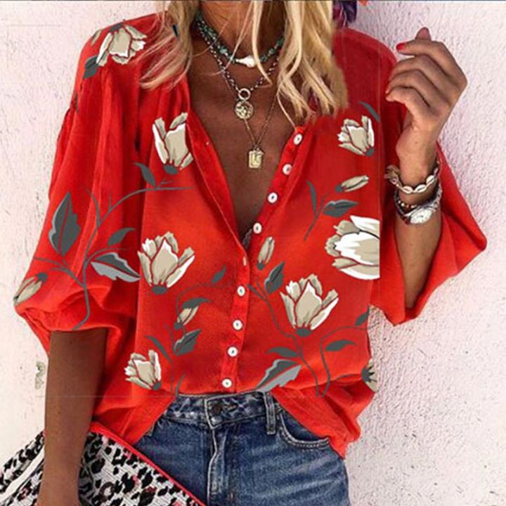 gentillove-summer-lesure-blouses-womens-floral-print-v-neck-loose-shirts-2021-oversized-single-breasted-tops-vintage-tunics