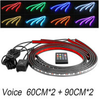 20214x Car Underglow Flexible Strip LED Remote APP Control RGB LED Strip Under Automobile Chassis Tube Underbody System Neon Light