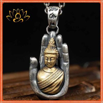 WISH- Plated 999 Sterling Silver Zodiac Life Buddha Pendant Complex แปด Guardian Angel Buddha Hand สร้อยคอผู้ชายและผู้หญิง Amulet สำหรับผู้สวมใส่เพื่อลบ Bad Things