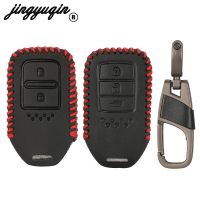 dfgvedvg jingyuqin 2/3 Buttons Remote Leather Car Key Case For Honda Civic Accord City CR-V Jazz XR-V Vezel HR-V FRV Fob Replacement