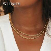 ✽❖ s0ukar SUNIBI Twisted Chain Necklaces for Gold Color 3mm/4mm Never Fade Jewelry Choker Necklace Wholesale