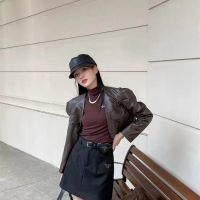 pradaˉwomens Brown Black 2023 New Popular Ladies High-End Slimming Versatile A- line Skirt Fashion Trendy with Waist Bag Skirt