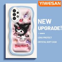 YIWESAN เคส A04s ปลอกสำหรับ Samsung Galaxy A13 5G ลาย Kuromi สีสันสดใสลายคลื่นขอบครีมเคสโทรศัพท์โปร่งใสนิ่มปกป้องกล้องเคสใสซิลิโคนฝาครอบโทรศัพท์