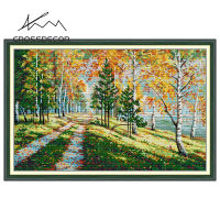 Crossdecor Cross Stitch ชุดวัสดุ Landscape Series Stamped Pre-พิมพ์รูปแบบ14CT 11CT ทำด้วยมือเย็บปักถักร้อย DIY เย็บปักถักร้อยตกแต่งบ้านจอแสดงผล Sala