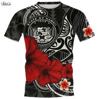 Men T-shirt Hawaii Polynesian Hawaii Seal with Turtle Plumeria 3D Pattern Women Shirt Short Sleeve Fashion Casual Tops