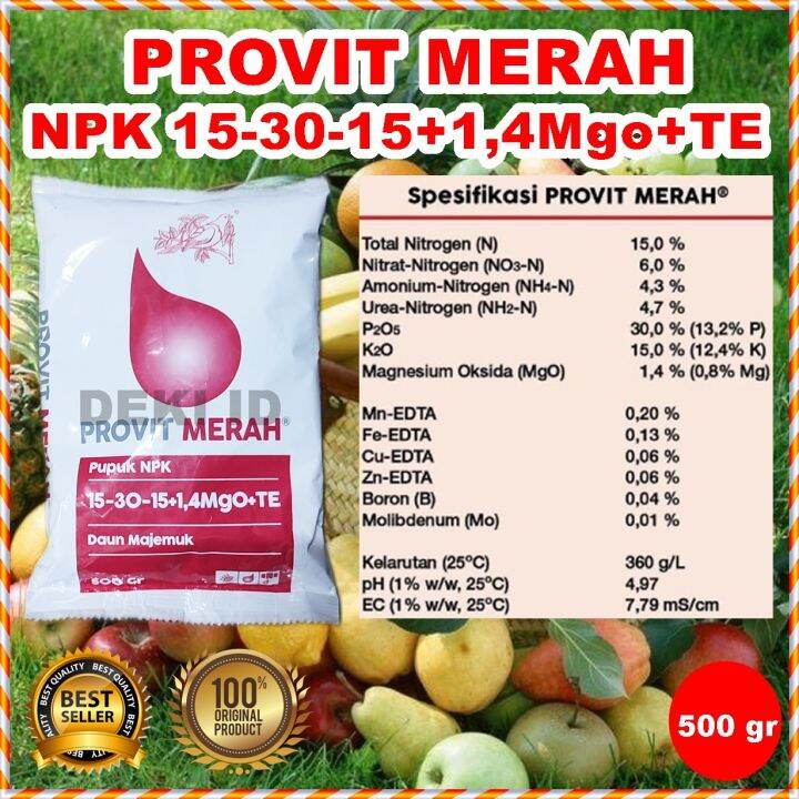 Pupuk Provit Merah Meroke 500 Gram NPK Kemasan Pabrik Hidroponik Grade ...