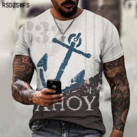 Sexy designer Hot mens 3D printed T-shirt street fashion short sleeve top anchor pattern Men T shirt Hundred pagodas Tees