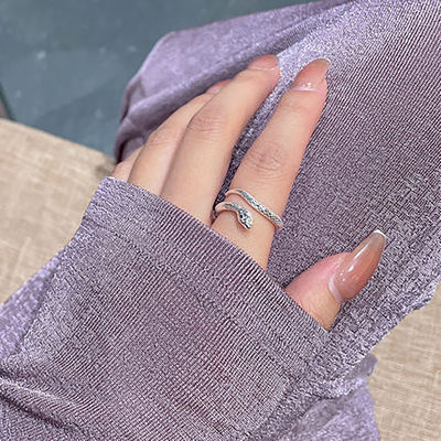 Ranghe แหวนงูสุดสร้างสรรค์,แหวนใส่นิ้วแฟชั่นสัตว์เปิดได้แหวนเฉพาะตัวเครื่องประดับแหวนหางสำหรับผู้ชายและผู้หญิง