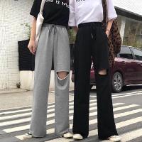 CODpz119nb Summer new high waist hole casual sports pants womens Korean style loose versatile wide leg pants pants