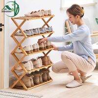 shoes shelf ชั้นวางรองเท้า วัสดุไม้ไผ่ชั้นดี ดีไซต์สวย วางรองเท้าได้หลายคู้ แข็งแรง ชั้นวางรองเท้า ชั้นวางของแบบพับเก็บได้ ติดตั้งง่า