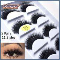 KANNERT SKONHED 5 Pairs แฟชั่นของผู้หญิง ขนตาธรรมชาติ แต่งตา แฮนด์เมด 3D Faux Mink Lash ต่อขนตา ขนตาปลอม Wispies Long Fluffy