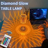 Bedside Decor Light LED Diamond Crystal Projection Night Light USB Rechargeable Touch Control Change Color Decoration Table Lamp