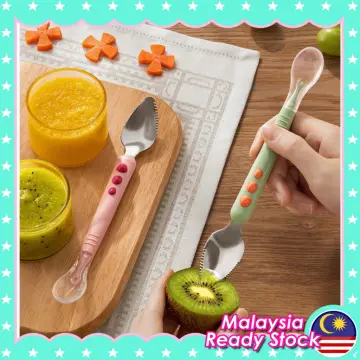 double head infant spoon Portable Useful Fruit Puree Spoon Baby Spoon for