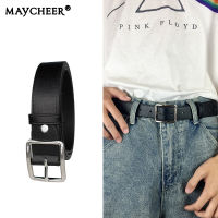 MAYCHEER เข็มขัด เข็มขัดคลาสสิกสำหรับผู้ชายหนัง Pu ขาหัวเข็มขัดเอวชายสายเข็มขัดสีดำสำหรับกางเกงยีนส์ที่มีคุณภาพสูง