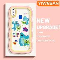 YIWESAN เคสสำหรับ VIVO Y91,Y95 Y91i การ์ตูนมอนสเตอร์แฟชั่นขอบเคสโทรศัพท์แบบใสดีไซน์ใหม่เลนส์กล้องถ่ายรูปเคสใสกันกระแทกเคสป้องกันซิลิโคน