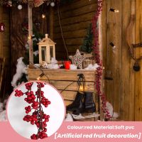 5.9 Ft Christmas Red Berry Garland Artificial Burgundy Red Pip Christmas Garland for Fireplace Decorations Holiday Decor