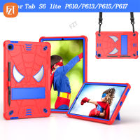 FZT Casing Tablet สำหรับซัมซุงกาแล็กซีแท็บ S6 Lite 10.4 "(2022) / SM-P613 P619 Spider Soft TPU + PC 2 In 1ซิลิโคนปกในตัวคลิปหนีบสายเคเบิลและ Tali Bahu