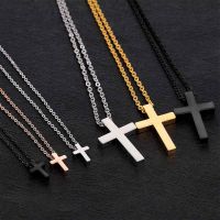 Mini Small Cross Pendants Girls Gift Women Christian Necklaces Black Rose Gold Color Stainless Steel Chain Fashion Jewelry Fashion Chain Necklaces