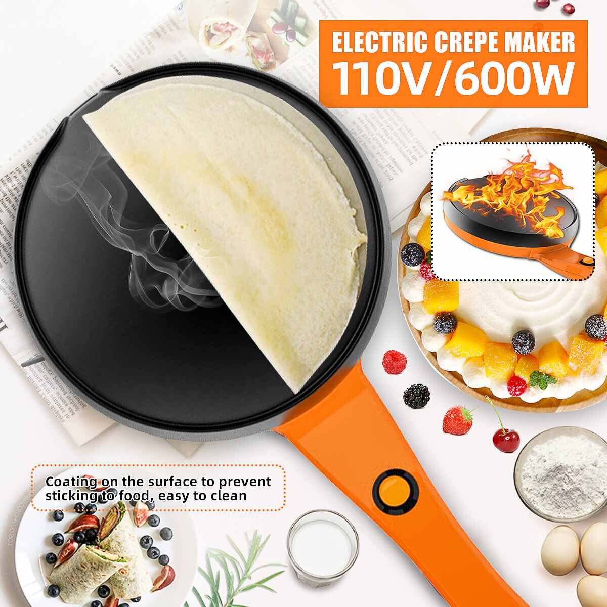 600W Electric Non Stick Crepe Maker Baking Pancake Pan Griddle Machine 110V 