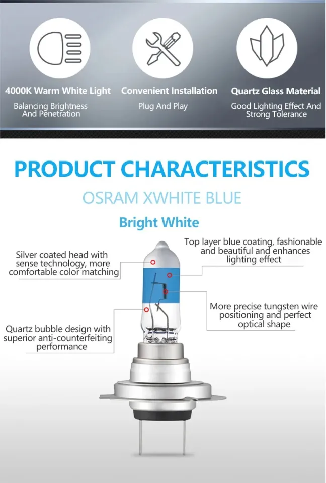 OSRAM H1 H4 H7 H11 HB3 9005 XWHITE BLUE Car Halogen Headlight
