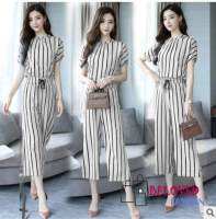 Summer temperament wonmen goddess fan pants suit female fashion 2-piece