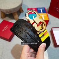 [High-End Customization] Ferragamo เข็มขัดหนังวัว ลายนูน สองด้าน ขนาดใหญ่ สําหรับผู้ชาย [ซิงโครไนซ์เคาน์เตอร์