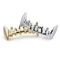 [COD] European and new gold-plated water drop fangs lower teeth braces personalized clown hip-hop decorative gold cross-border explosion