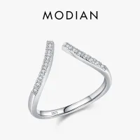 Modian 925เงินสเตอร์ลิงแบบง่ายขนาดดัชนีแหวนใส่นิ้วสำหรับผู้หญิงคลาสสิกประกายหมั้น Fine เครื่องประดับ