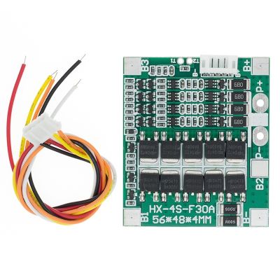 ◐✻✈ บอร์ดวงจรแบตเตอรี่ลิเธียม 4S 30A 14.8V Li-ion 18650 BMS PCB พร้อมสายเคเบิล