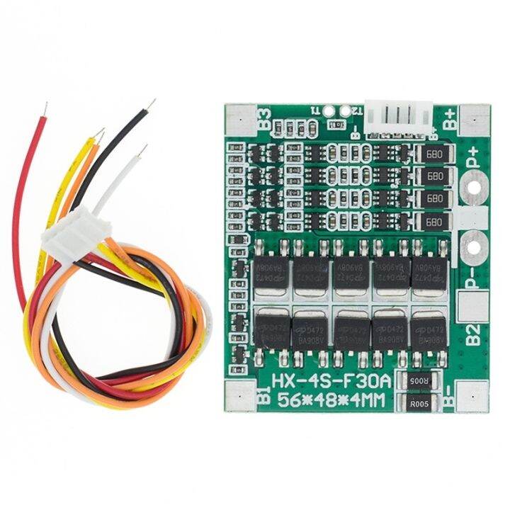 บอร์ดวงจรแบตเตอรี่ลิเธียม-4s-30a-14-8v-li-ion-18650-bms-pcb-พร้อมสายเคเบิล