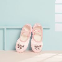 【Love ballet】 Kids Soft Sole Satin Flower Cat Paw Dance Slipper Ballet Shoes Ballerina Shoes For Girls