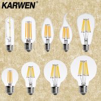 【ร้อน】 KARWEN หลอดไฟ LED เทียนหลอดไฟ E14 E27 2วัตต์4วัตต์6วัตต์8วัตต์ AC 220โวลต์ย้อนยุคโบราณแก้วเอดิสันหลอดไฟวินเทจ Led เส้นใยแสง360องศา