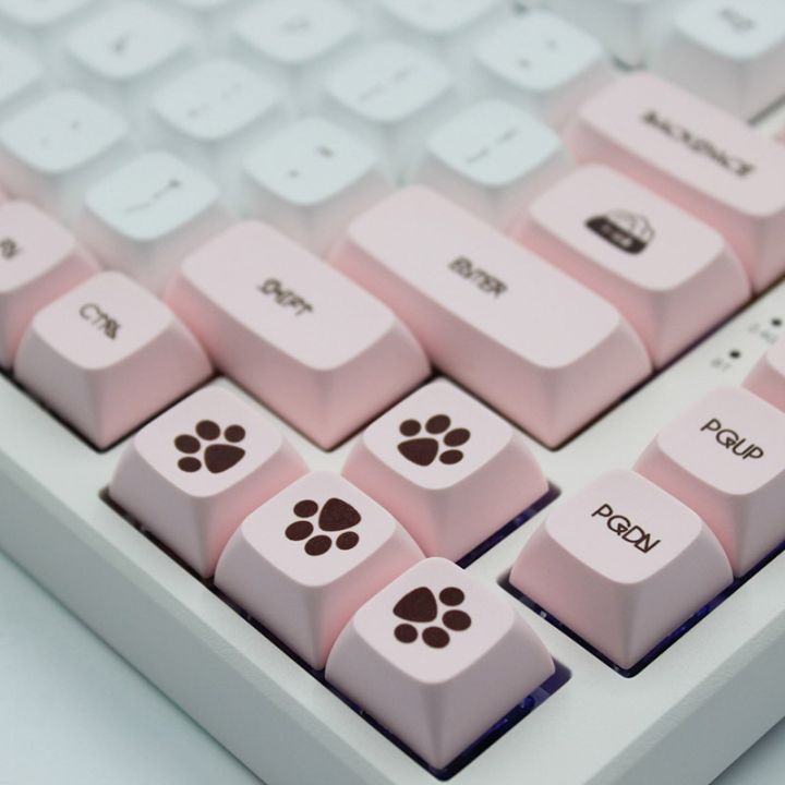 134-keys-xda-keycaps-น่ารักแมวกุญแจหมวกสำหรับแป้นพิมพ์เชิงกลสำหรับเล่นเกมเชอร์รี่สวิตช์-mx-สีย้อม-sub-สีชมพูตัวครอบปุ่มคีย์บอร์ด-xda-gk61โปรไฟล์
