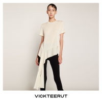 VICKTEERUT (ราคาปกติ 4,850-.) Short Sleeve Jersey Blouse with Frilled Hemเสื้อแขนสั้น ชายระบาย เจอร์ซีย์