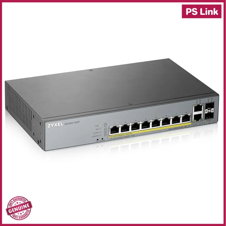 Zyxel 8 Port Gbe Smart Managed Poe Switch With Gbe Uplink Gs1350 12hp