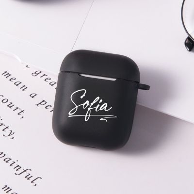 Custom Name for Airpods 2 Case Soft Silicone Luxury Cover DIY Letters For Air Pod Funda Airpods Cases Earphone Accessories Coque Wireless Earbud Cases