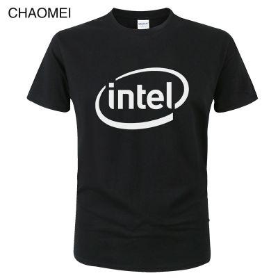 Cotton T-shirt Fashion Intel Logo Print Short Sleeve Shirt C10 100% Cotton Gildan