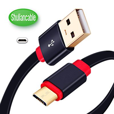 Fast charging USB cable flat gold-plated Micro USB line Android mobile phone data sync charger line for Xiaomi Samsung Android