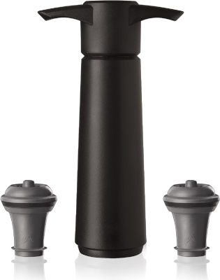Vacu Vin Wine Saver Pump Black with Vacuum Wine Stopper - Keep Your Wine Fresh for up to 10 Days - 1 Pump 2 Stoppers - Reusable - Made in the Netherlands Black with 2 wine stoppers 2 Stoppers